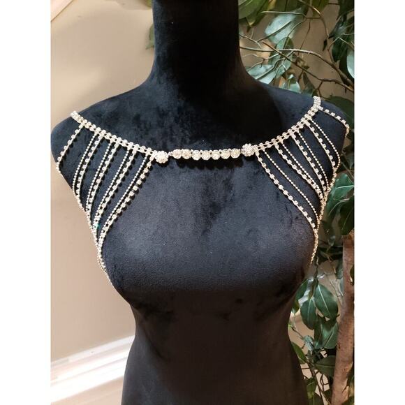 Womens Multilayer Rhinestone Shoulder Chain Lingerie Decorative Bridal Jewelry - Picture 1 of 7